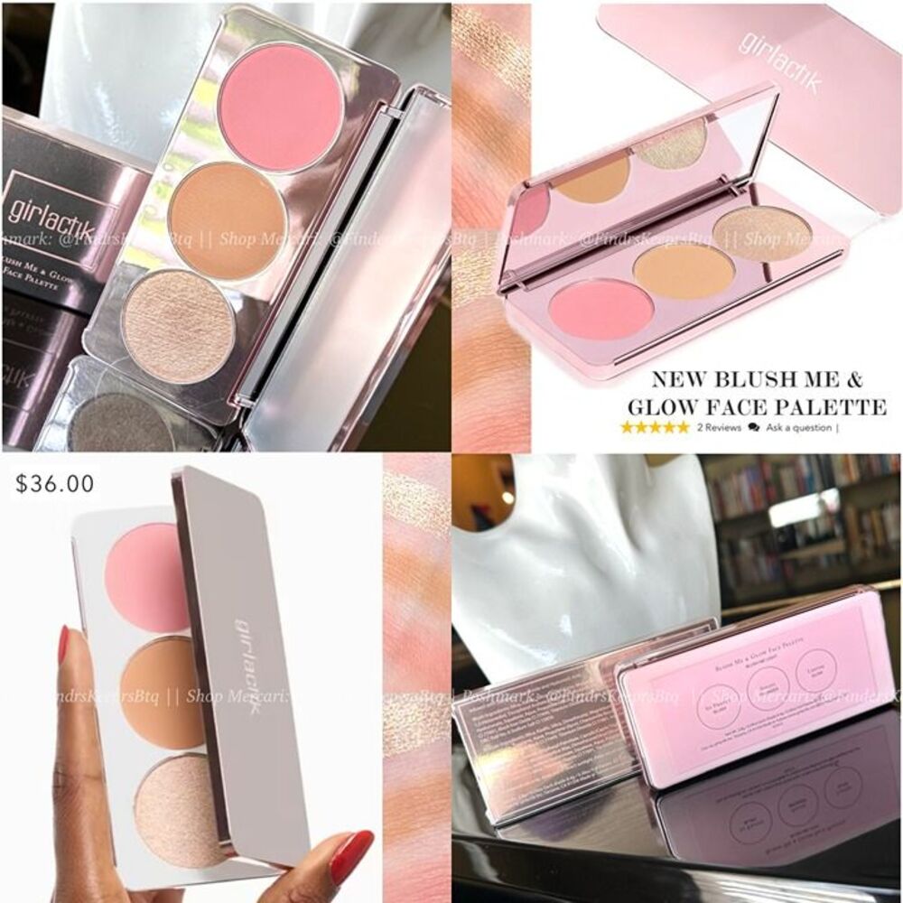 GIRLACTIK Blush Me & Glow Face Palette Pink Blush Bronzer Highlight Trio Light